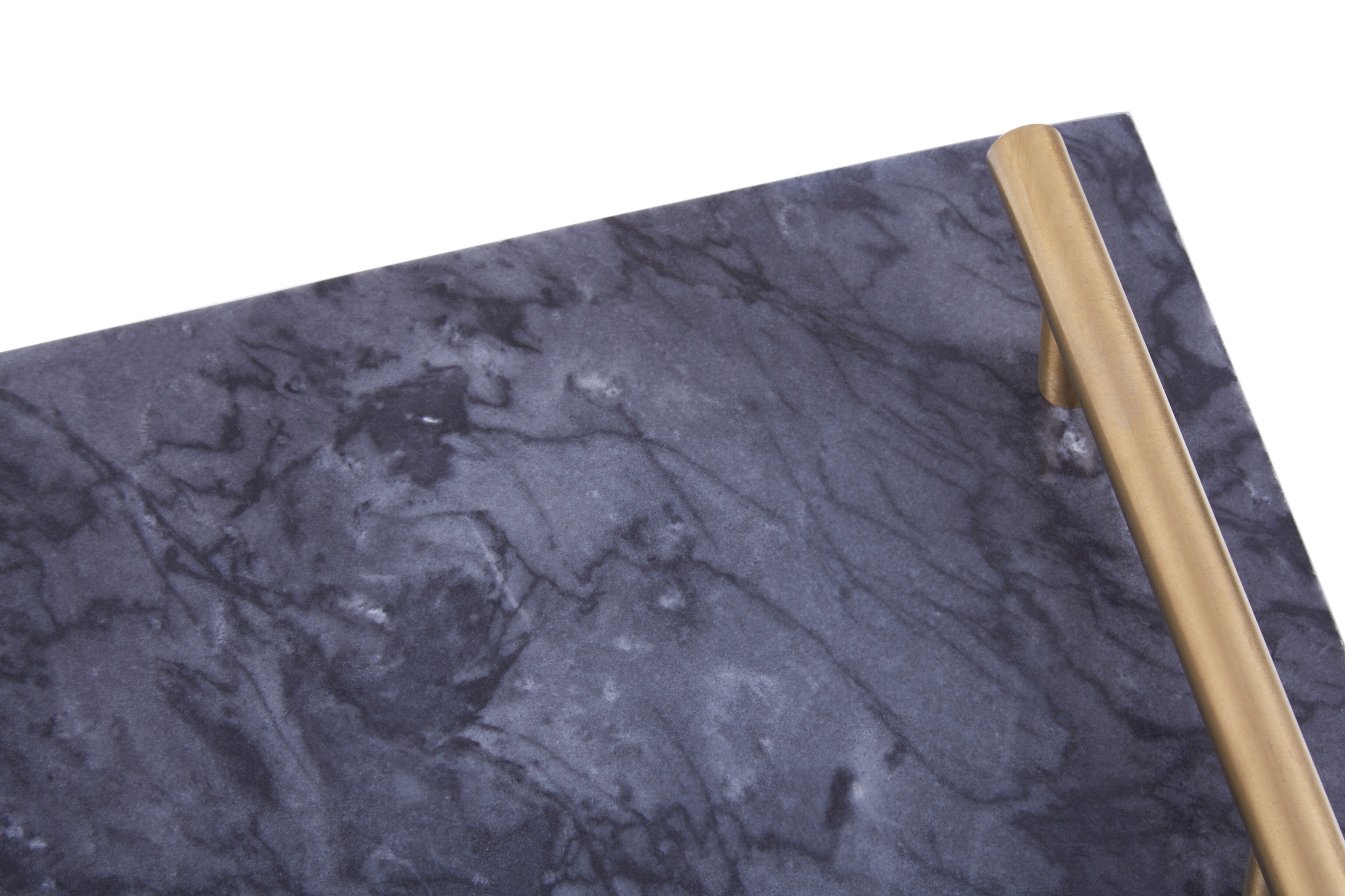 Karter Black Marble Serving Board with Gold Handles